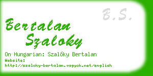 bertalan szaloky business card