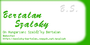 bertalan szaloky business card